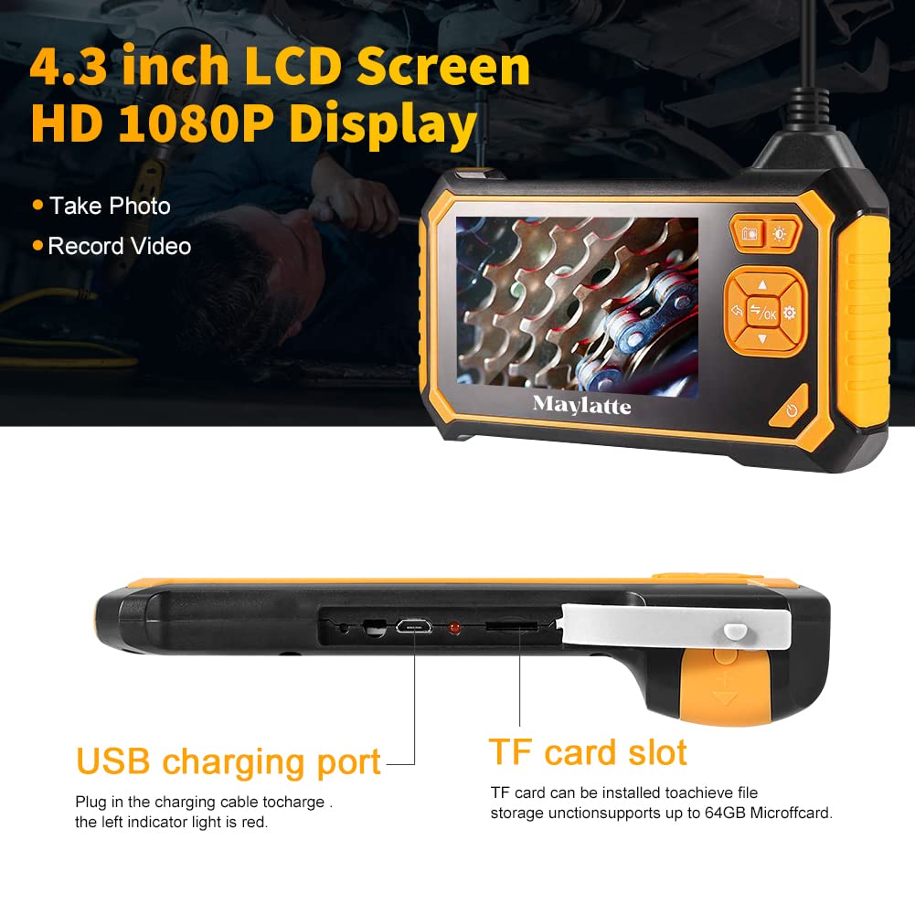 4.3 Inch 1080P HD IP67 Waterproof Inspection Camera with 8 LED Lights and 32GB Card I753538