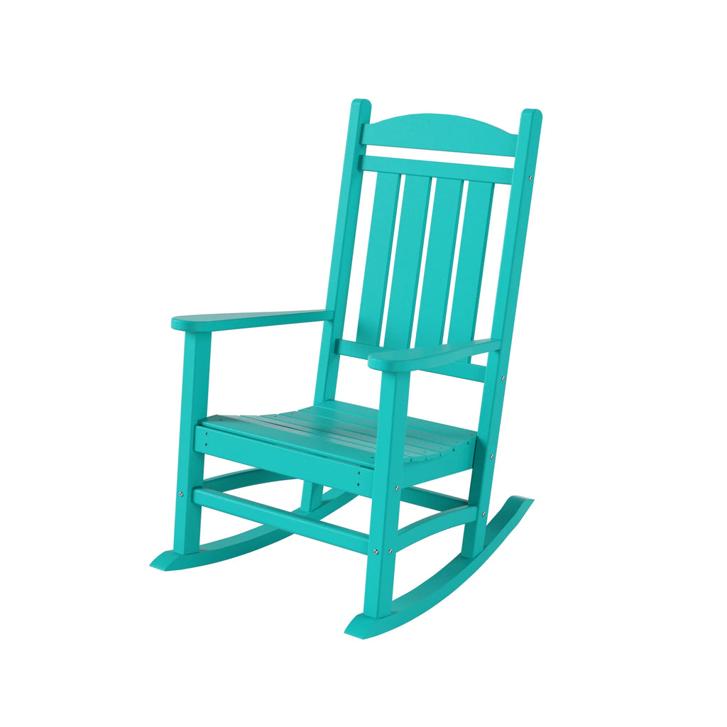 Plastic Outdoor Rocking Chairs Set of 2, Turquoise N420733