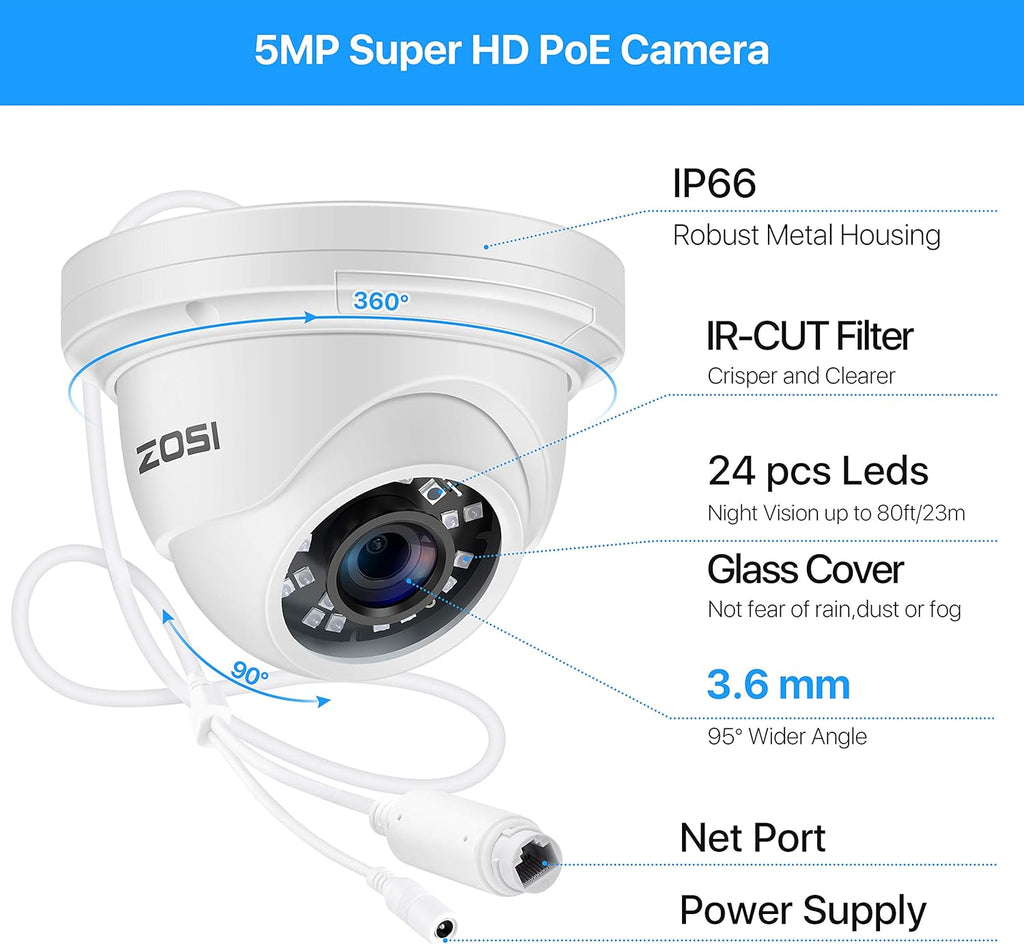 8CH 5MP PoE Security Camera System with 2TB HDD T7402
