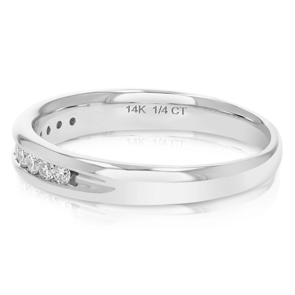 14K White Gold Diamond Bridal Band Comfort Fit T470098