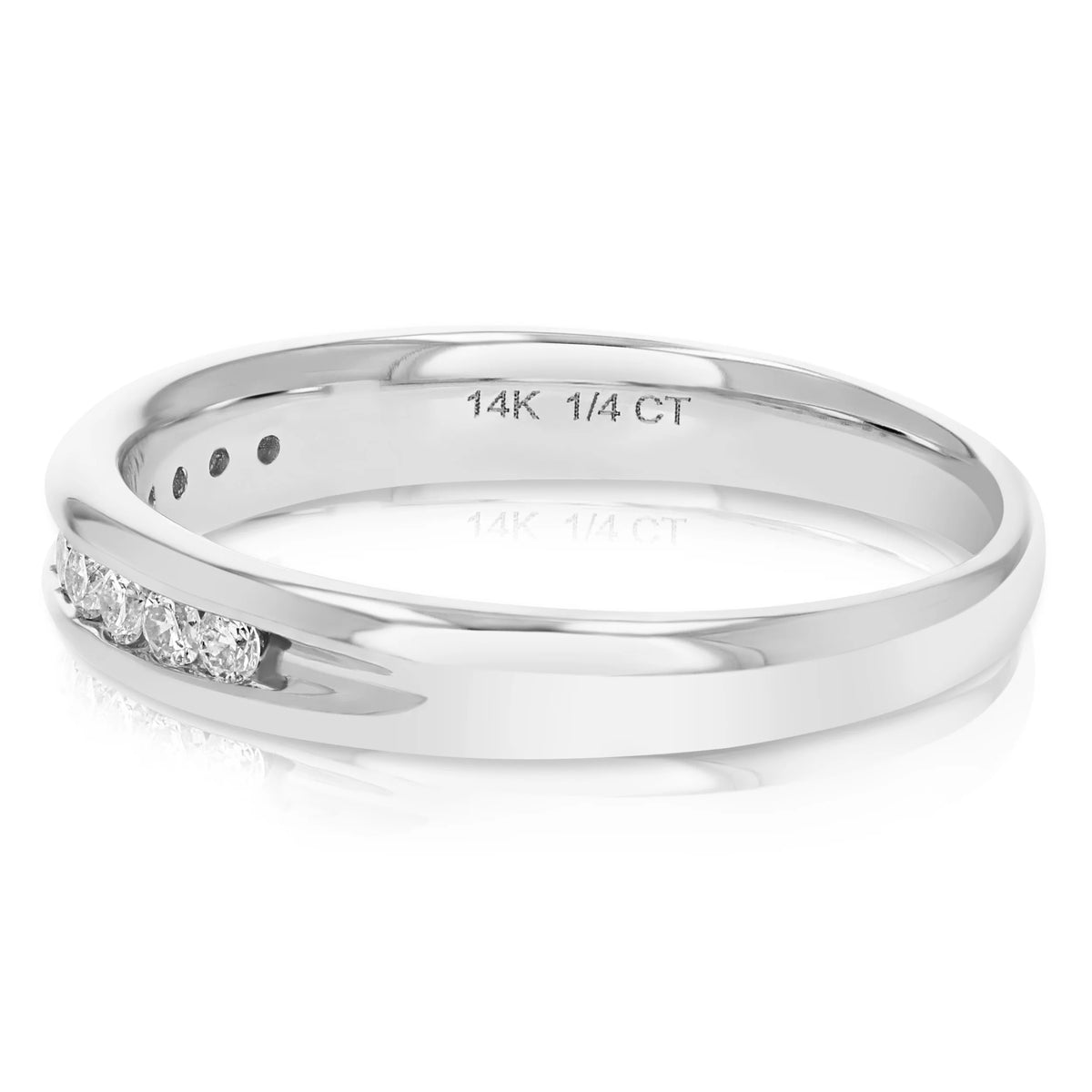 14K White Gold Diamond Bridal Band Comfort Fit T470098