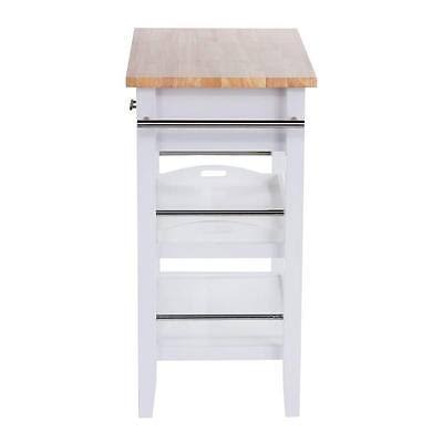 White Wood Kitchen Cart with Drawers E491