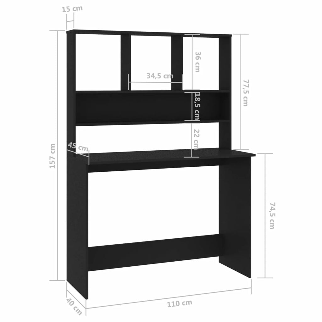 Black Computer Desk with Storage Shelves P15761