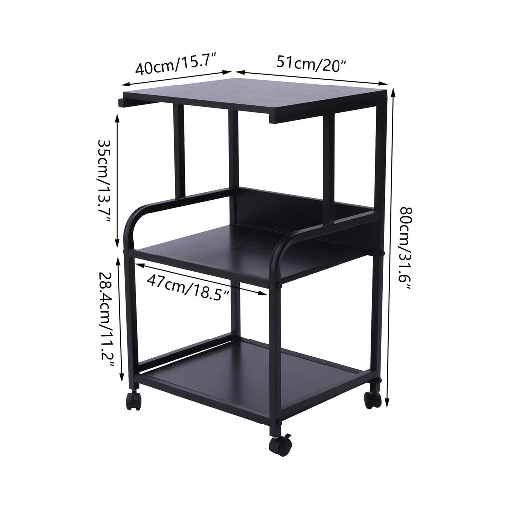 3 Tier Printer Stand Rolling Cart Storage Shelf with Wheel C97892