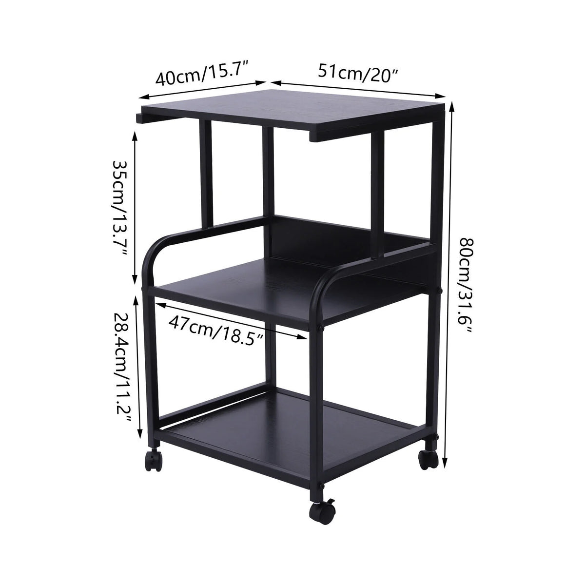 3 Tier Printer Stand Rolling Cart Storage Shelf with Wheel C97892