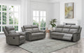 Gray Top Grain Leather Reclining Sofa Set F3752