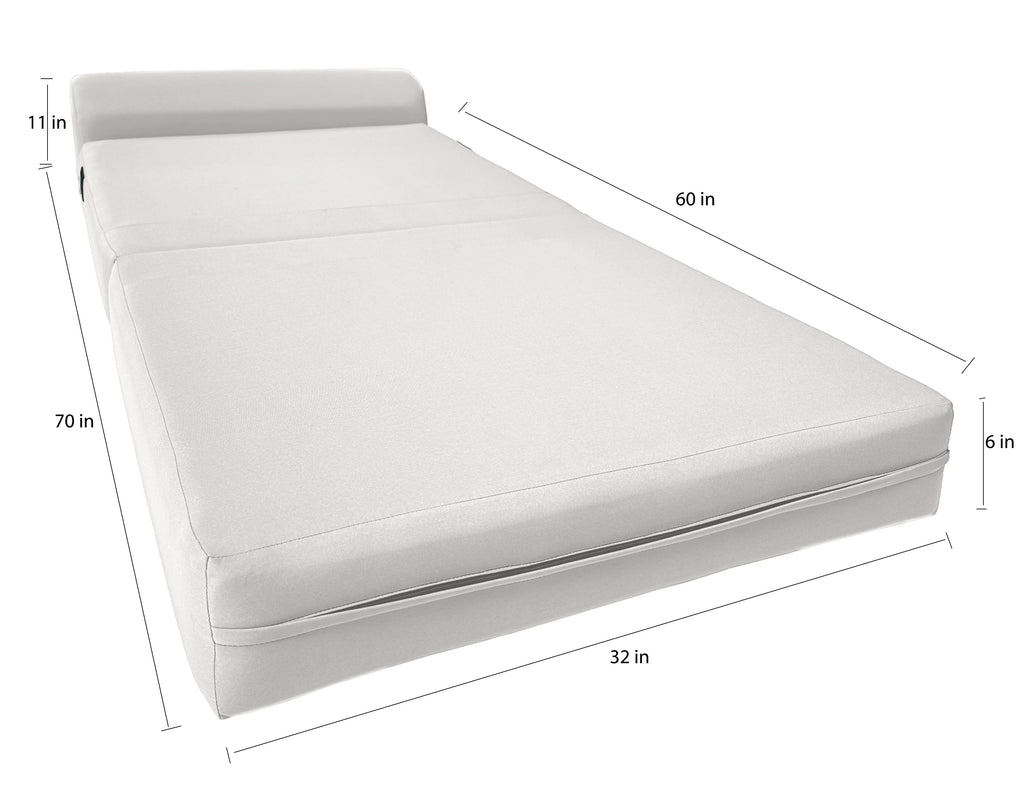 White Folding Sleeper Chair Foam Bed Y8213