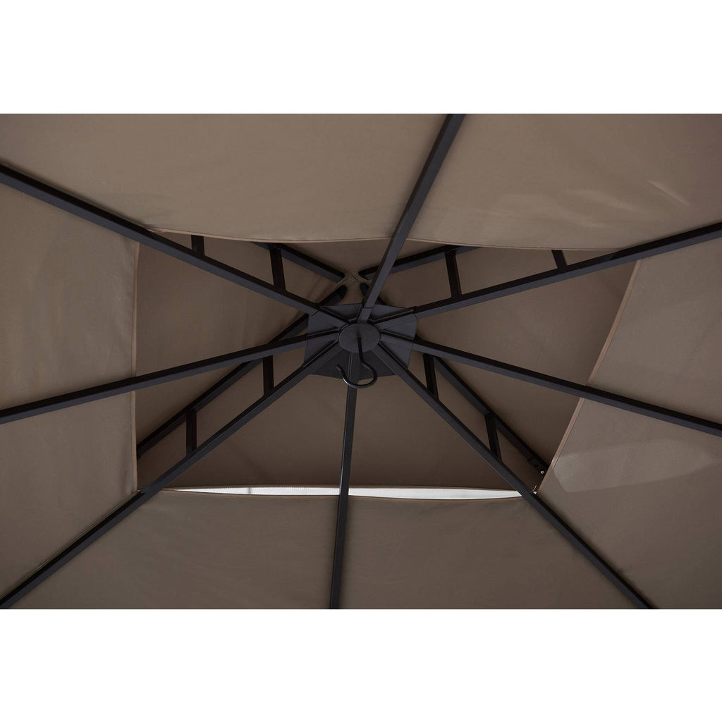 10 ft. x 12 ft. Steel Gazebo with 2-Tier Khaki Canopy A768