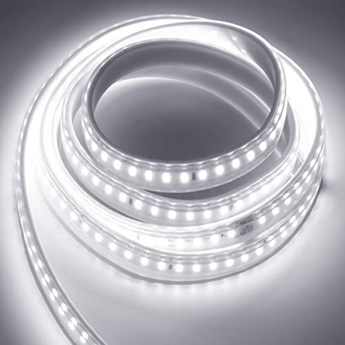LED Strip Lights High Voltage AC110V-130V 30ft 9000LM 5050 Waterproof IP68 Daylight White 6500K R6578
