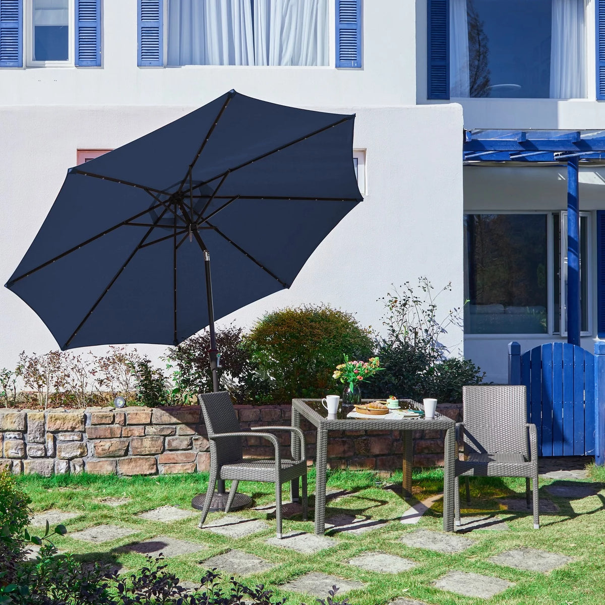 10 ft LED Solar Patio Umbrella H5638