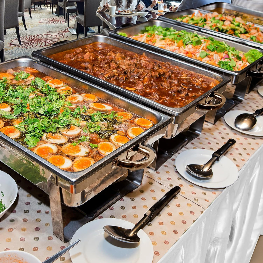 8 Qt 4 Pack Full Size Stainless Steel Chafing Dishes Buffet Set with Folding Frame Stand B37719