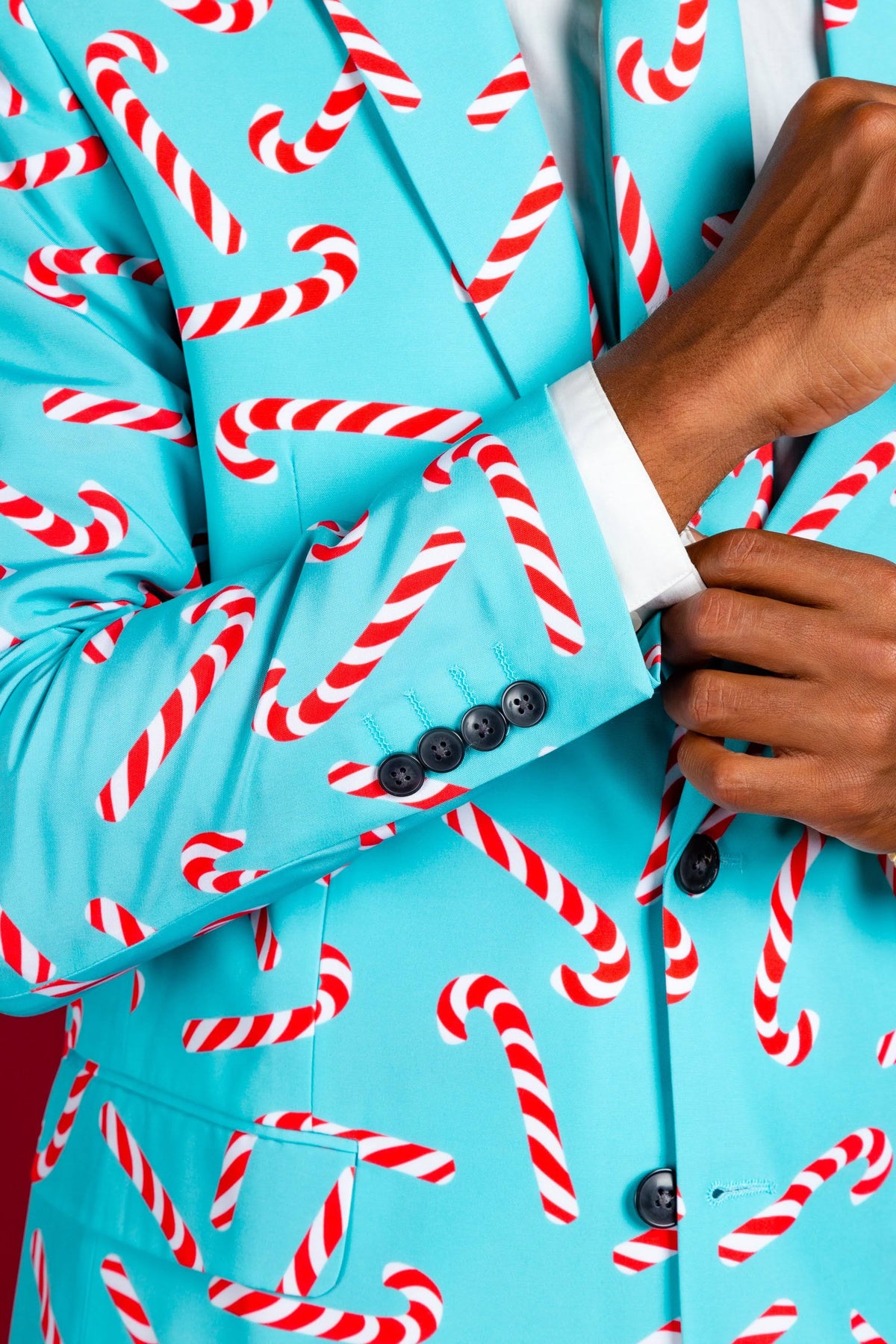 Candy Cane Print Christmas Suit Size 52 Multicolored N256