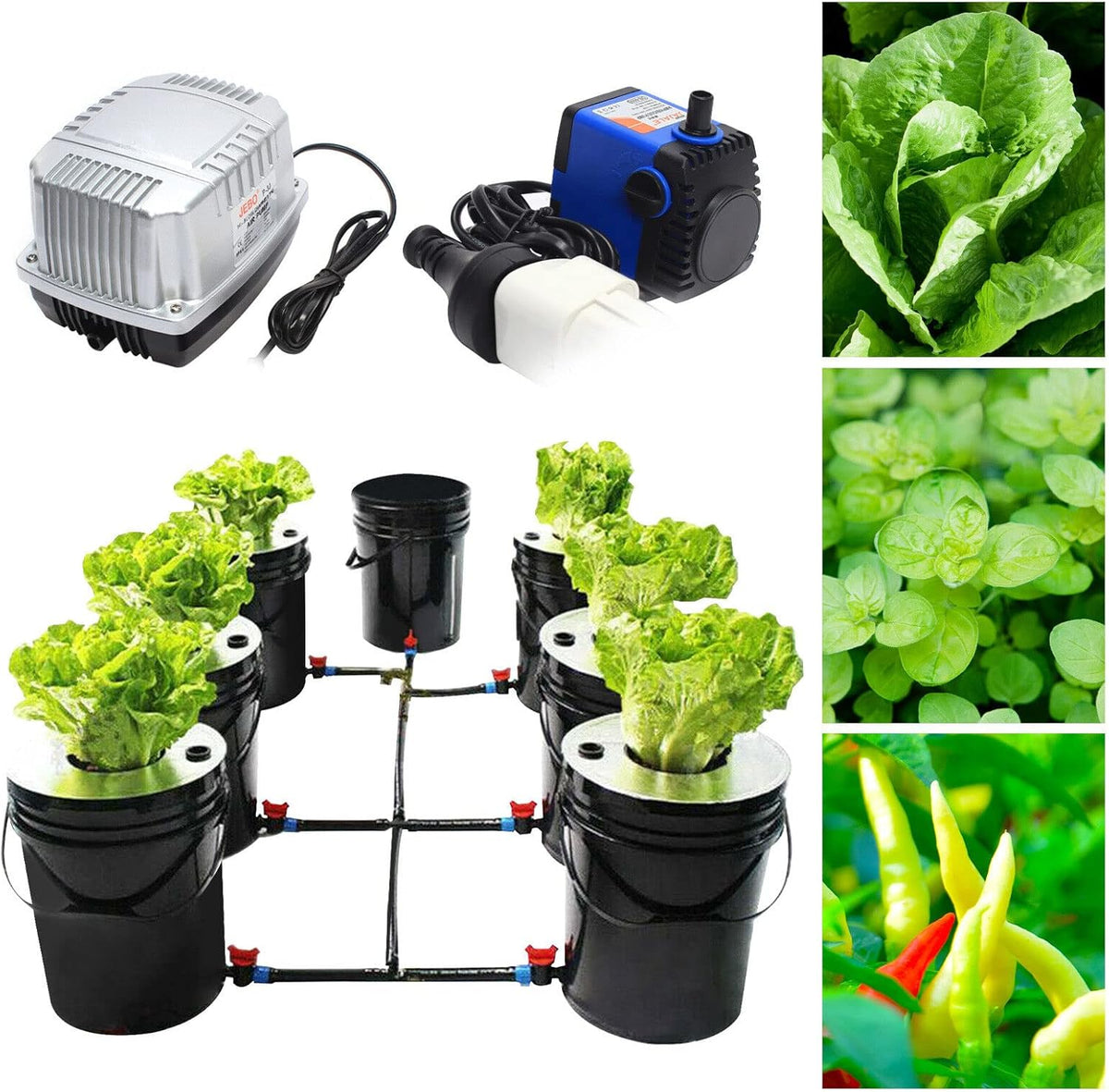 7 Bucket 5 Gallon Deep Water Culture Hydroponic System L911952