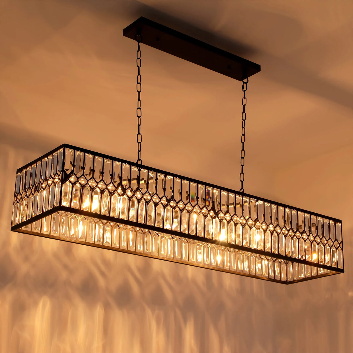 6-Light Crystal Rectangle Island Chandelier O3802