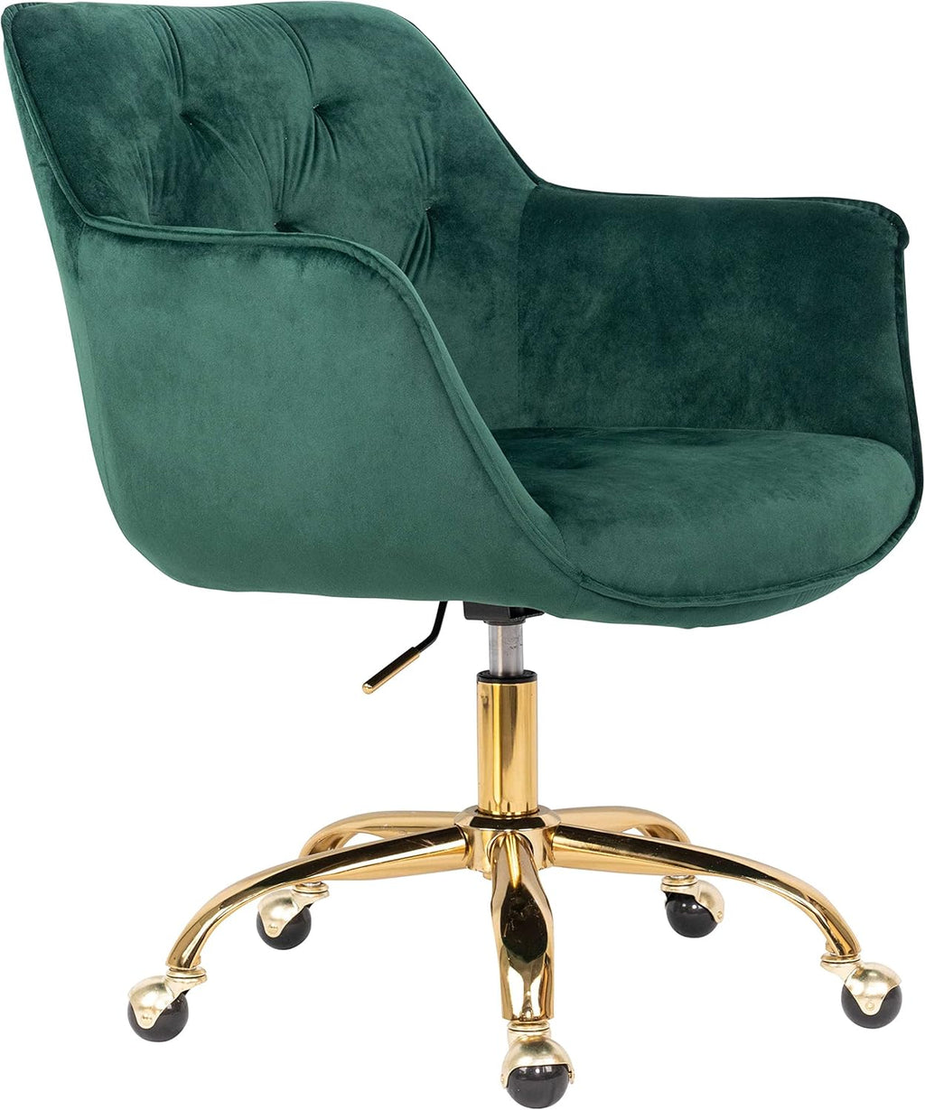 Green Velvet Task Chair with Metal Base F6383