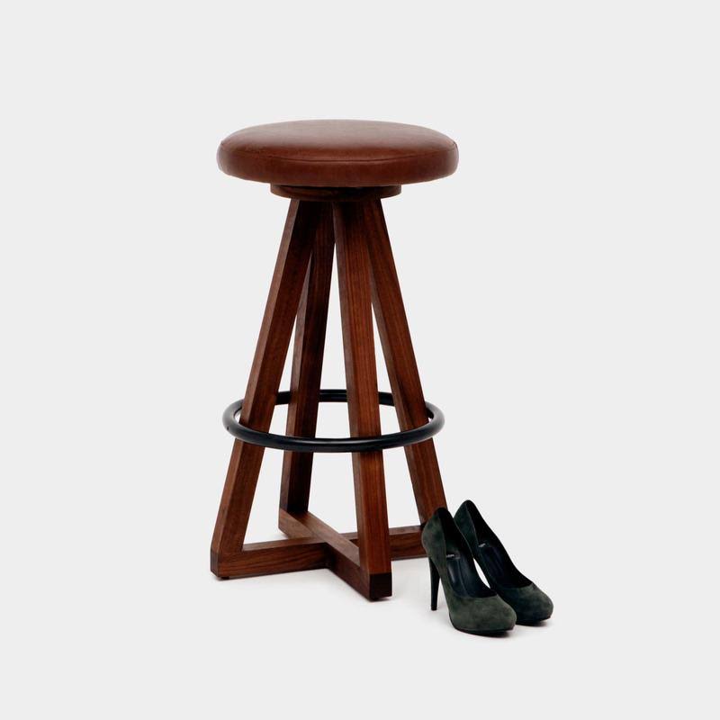 Black Oak Night Blackened Steel Stool V7301