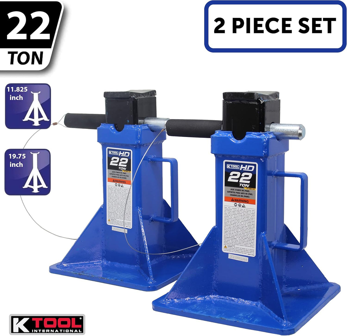 3 Ton Jack Stands Pair, Height Ranges 11 2/5" to 16 7/10", Pack of 2 Z900
