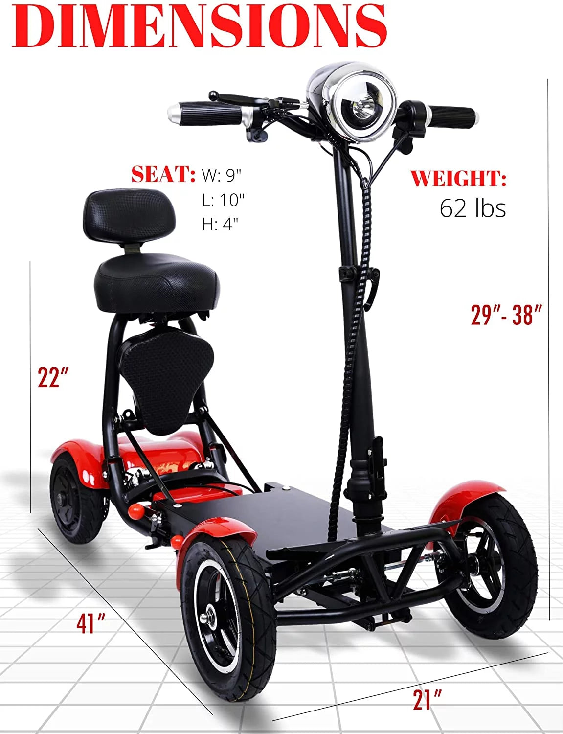 Foldable Lightweight Battery Power Four-Wheel Mobility Scooter E4684