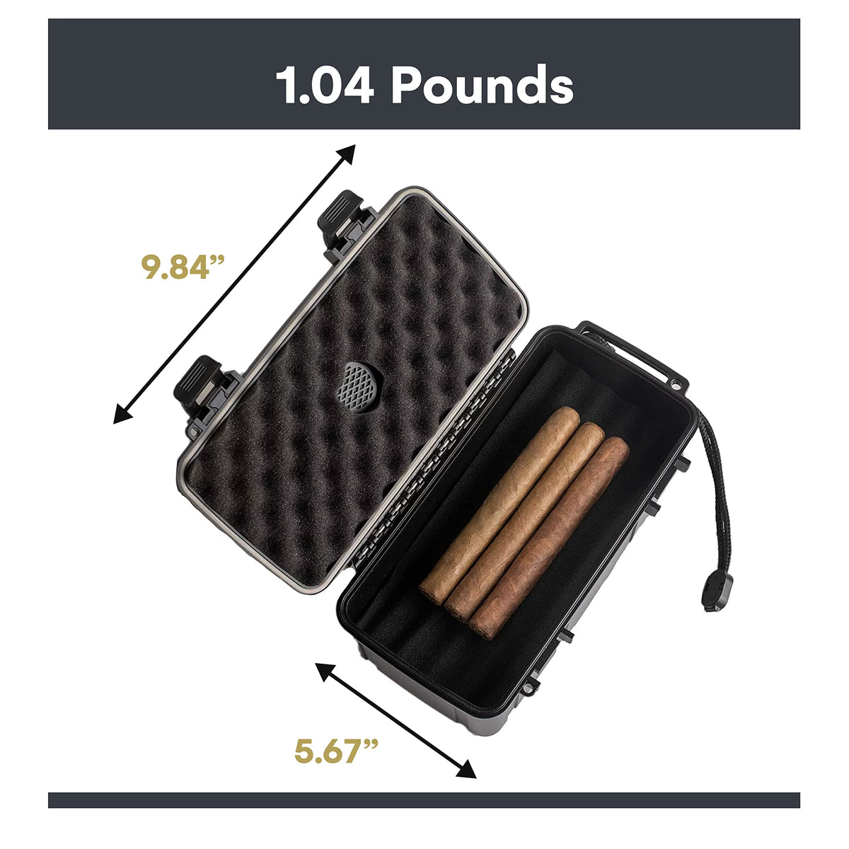 Black 15 Count Cigar Travel Humidor Case K2699