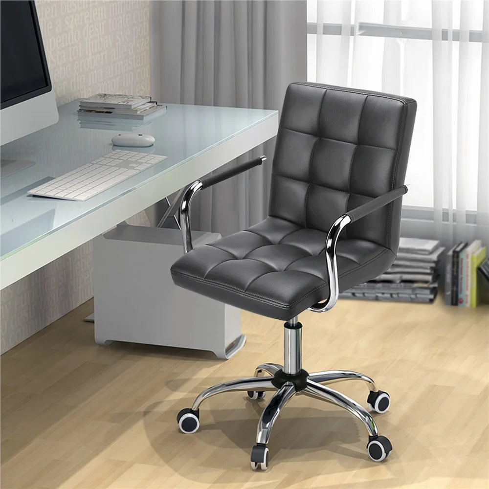 Gray PU Leather Swivel Office Chair with Armrests R45447