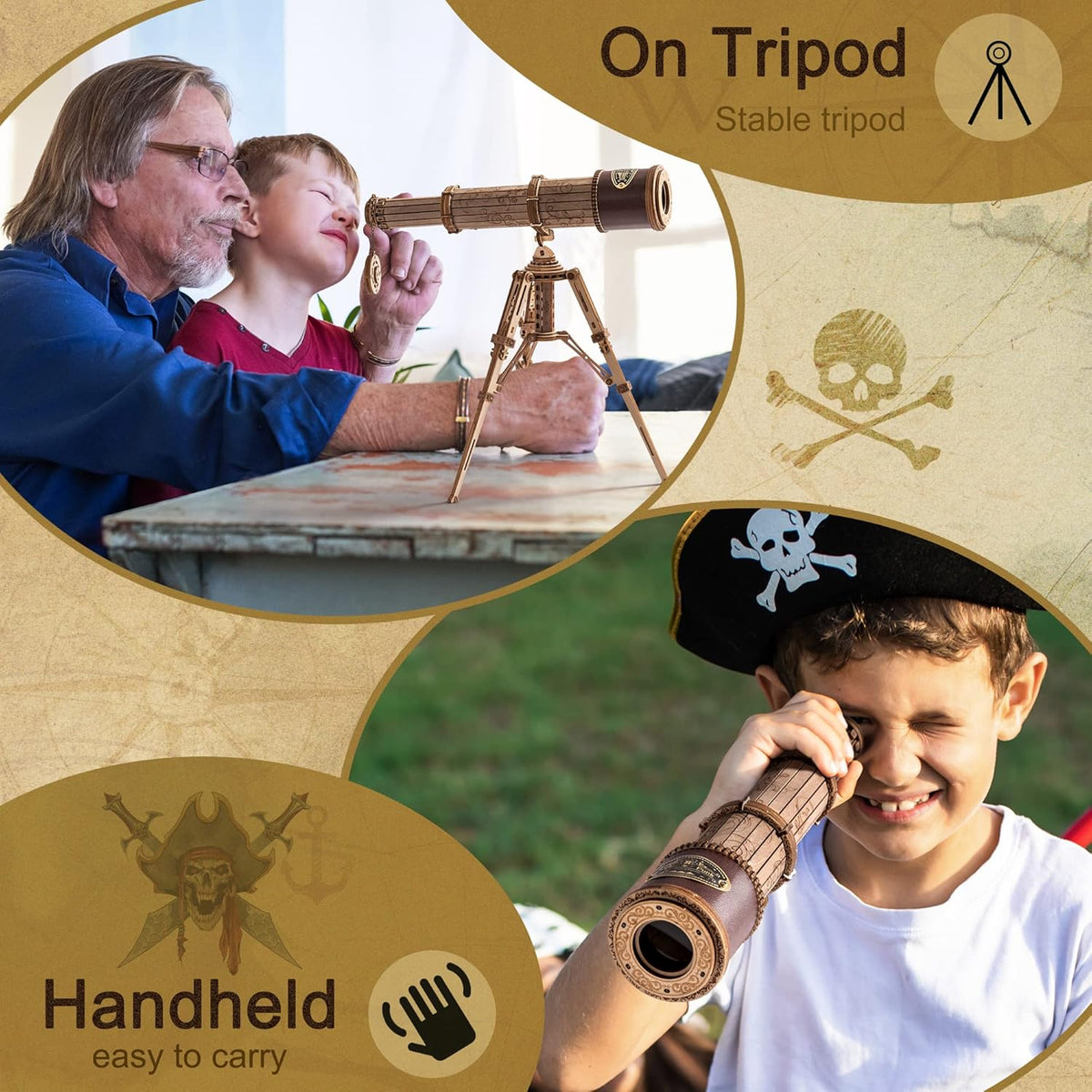 3D Wooden Telescope Building Model Kit with Tripod U9533