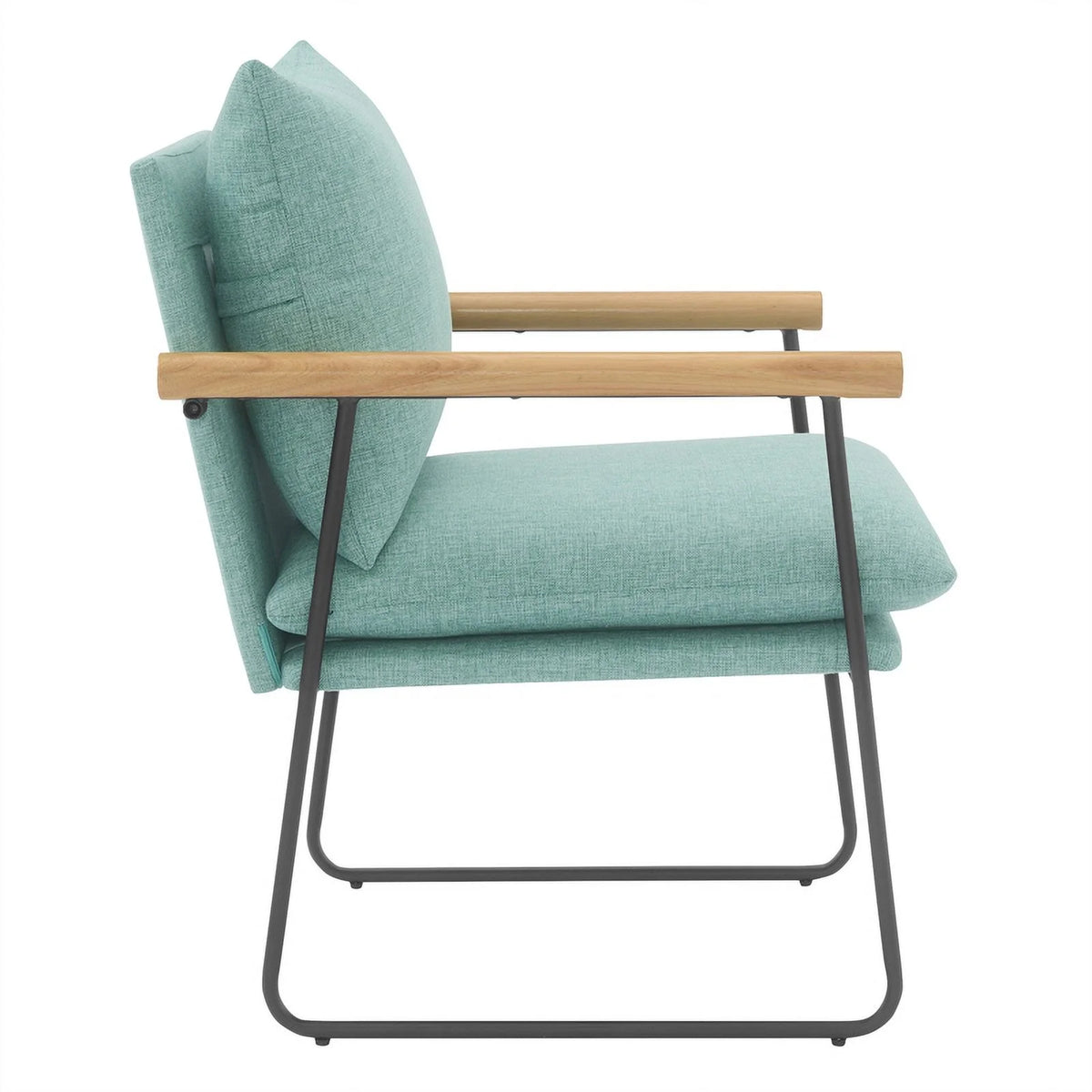 Sage Green Fabric Armchair with Black Sled Base I4252