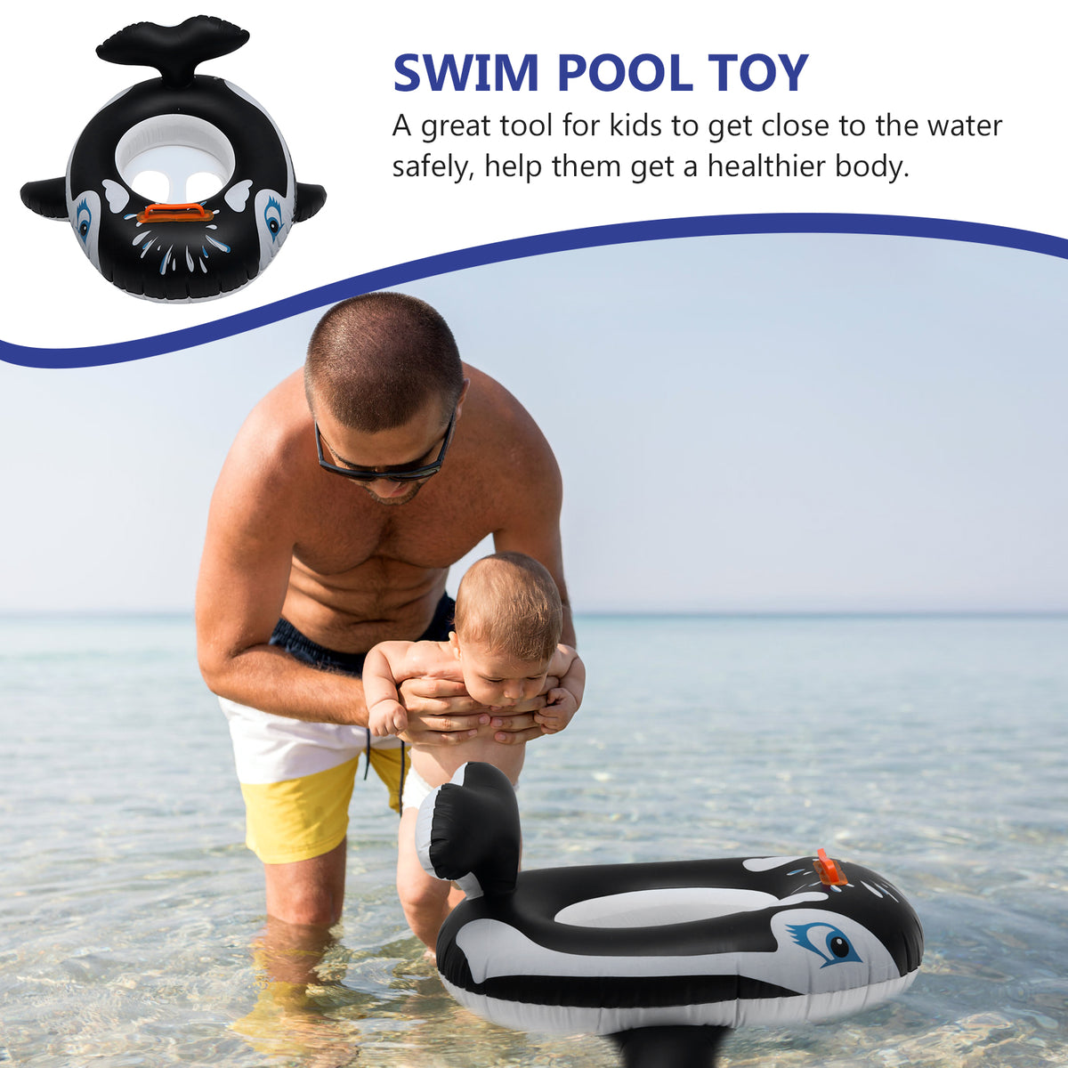 2 pcs Baby Seat Swim Ring Whale Design Pool Toys G370