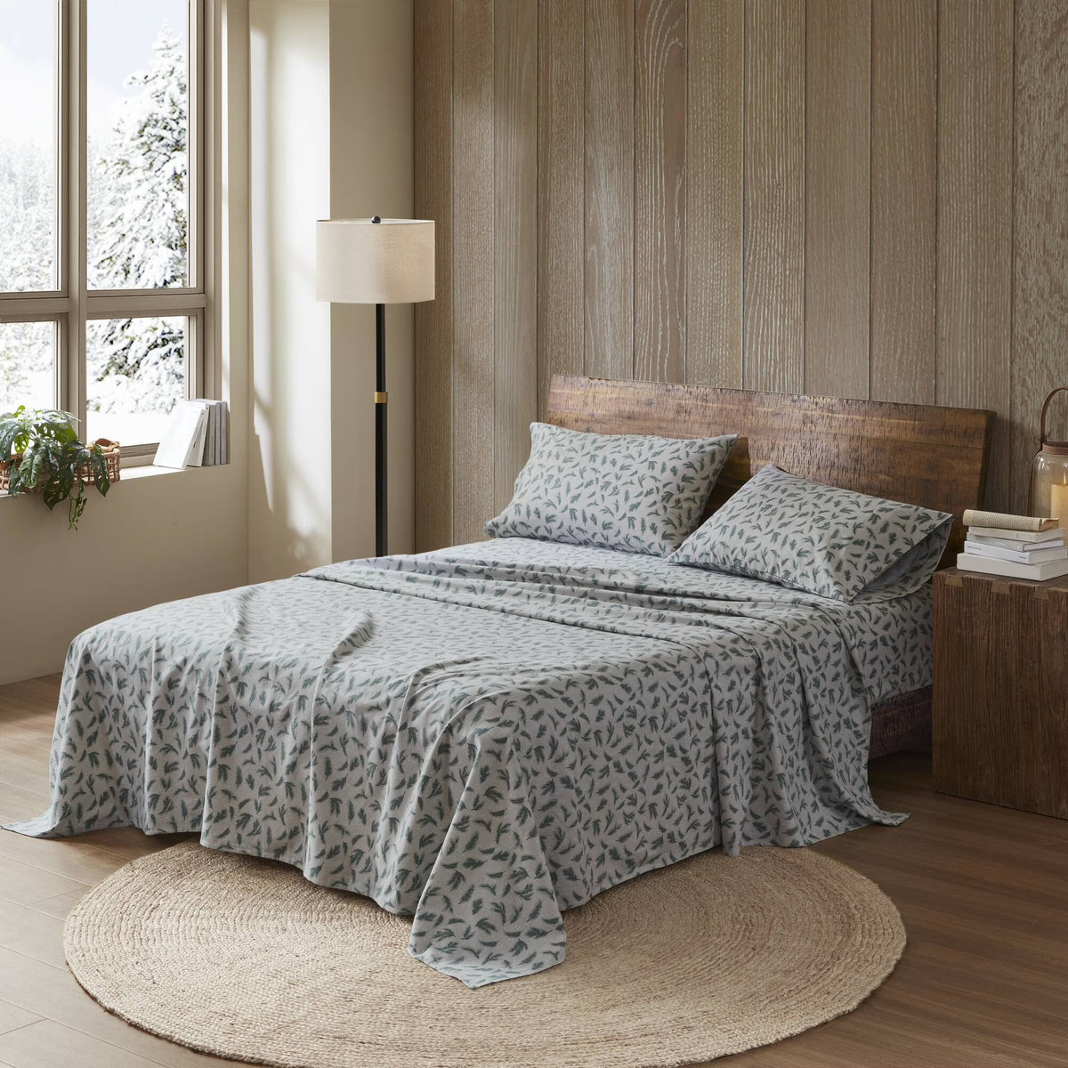 King 100% Cotton Flannel Printed Sheet Set W17630