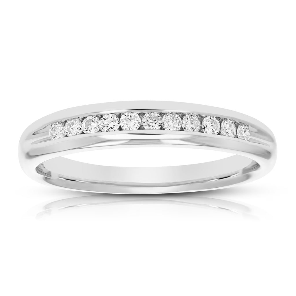 14K White Gold Diamond Bridal Band Comfort Fit T470098