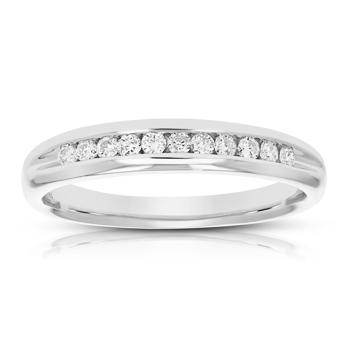 14K White Gold Diamond Bridal Band Comfort Fit T470098