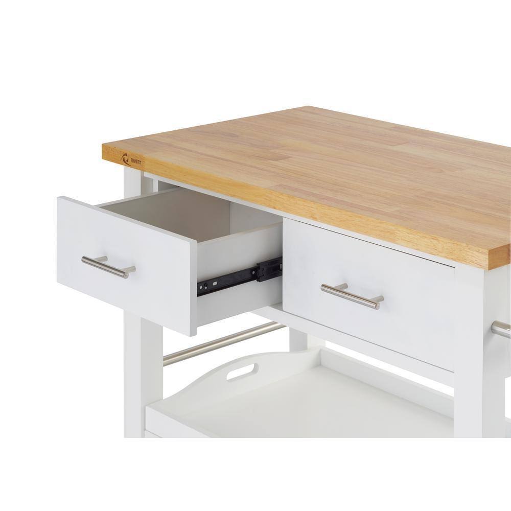 White Wood Kitchen Cart with Drawers E491