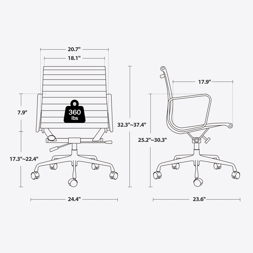 Ribbed Genuine Leather White Office Chair Q406