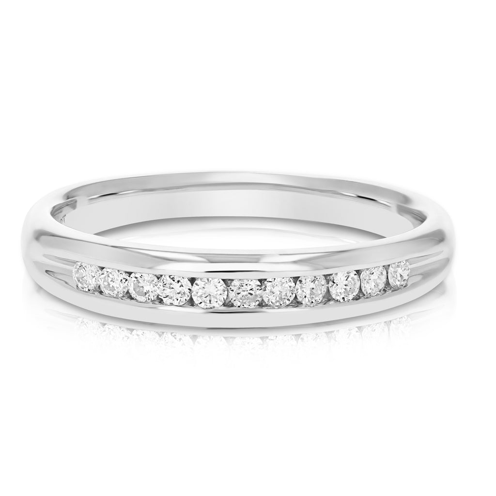 14K White Gold Diamond Bridal Band Comfort Fit T470098