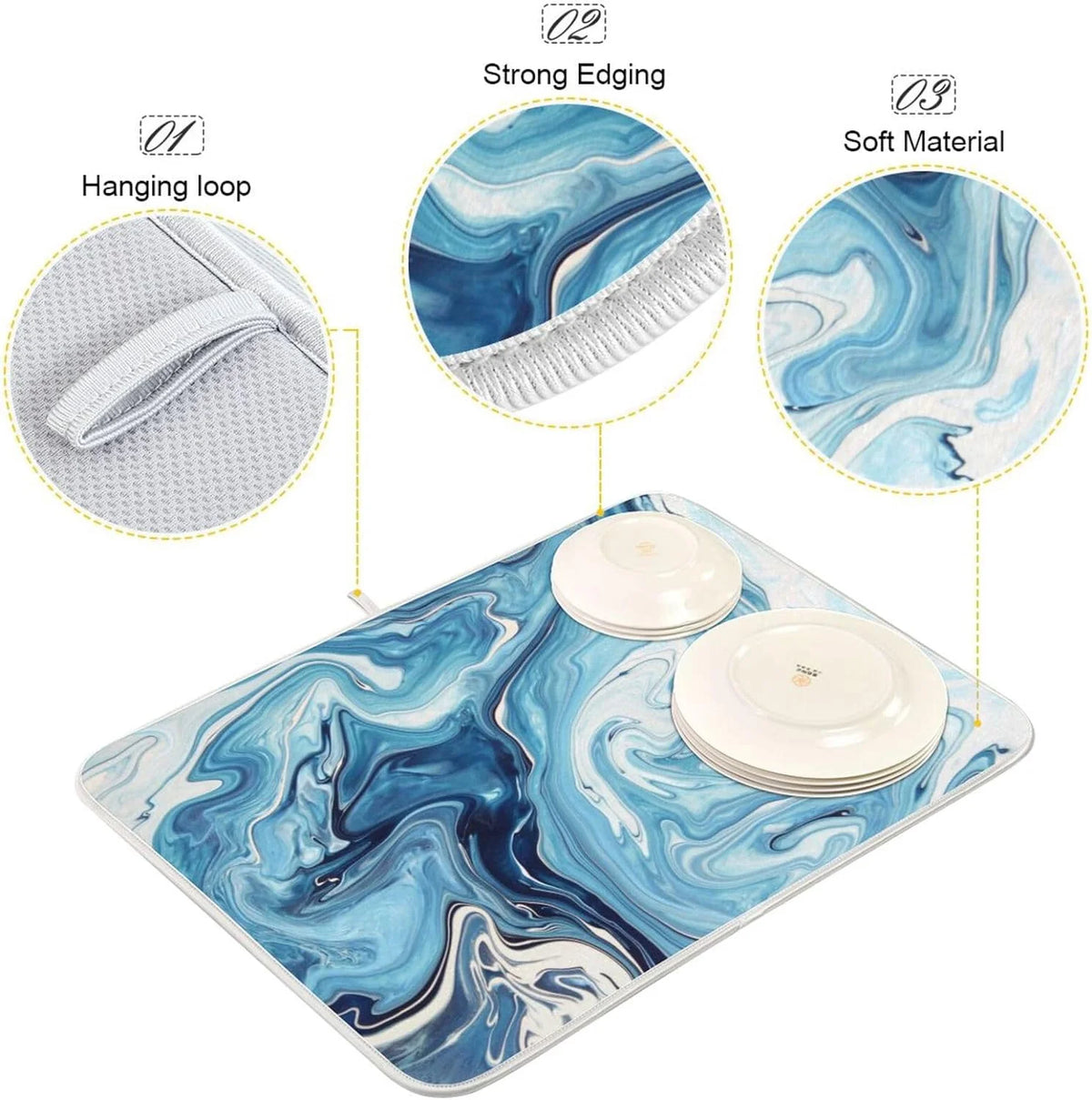 Blue Powder Dish Drying Mat for Kitchen Counter P748201