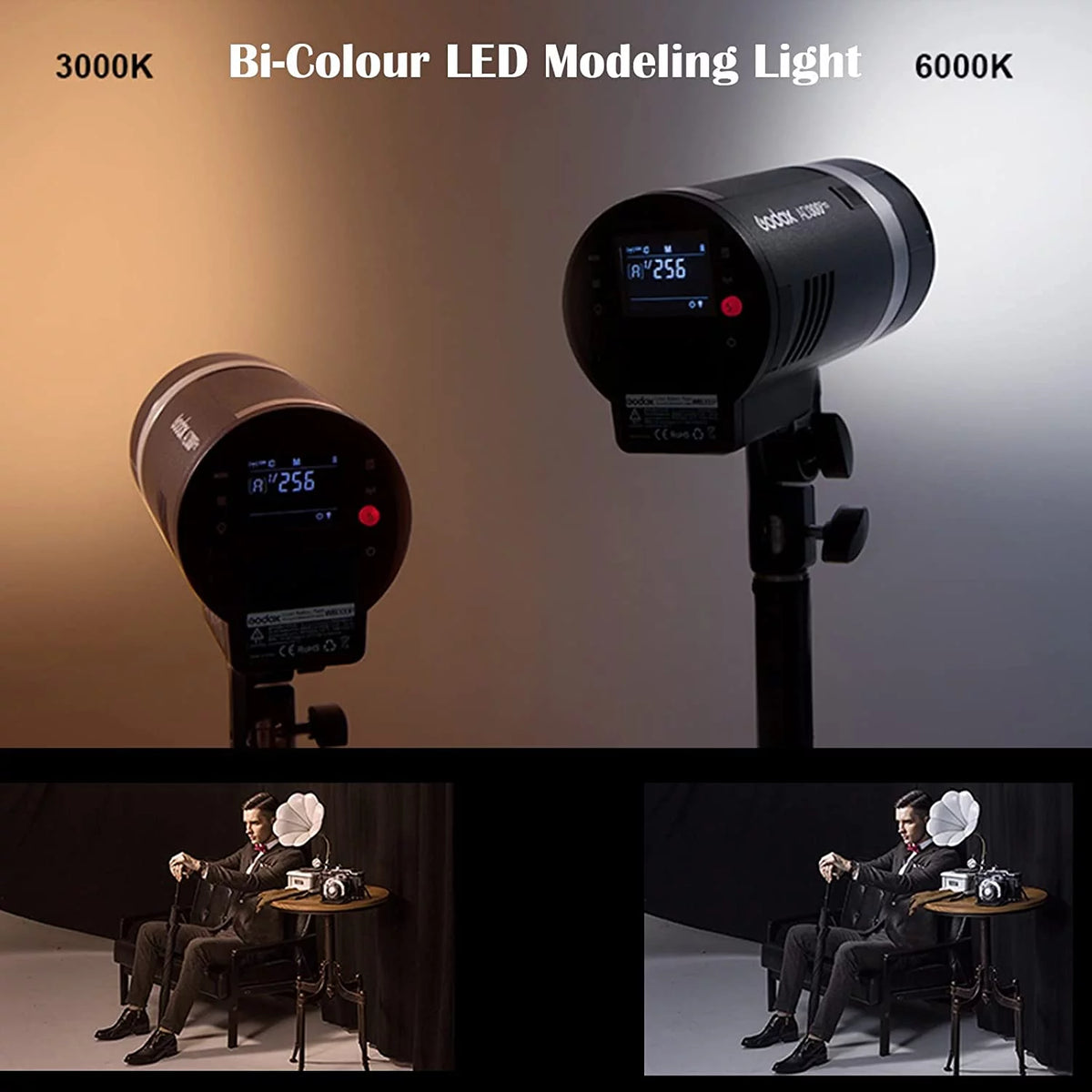 300W TTL Outdoor Flash with Bi-Color Modeling LED E201