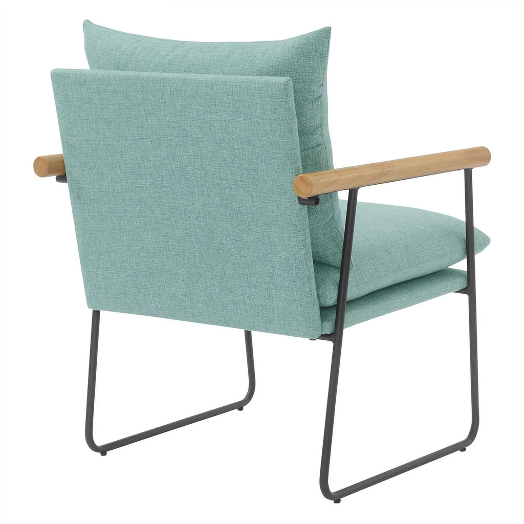 Sage Green Fabric Armchair with Black Sled Base I4252
