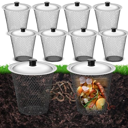 4 Pcs Worm Composter with Lids 9.1 x 9.1 x 5.9 Inch Worm Compost Bin W244