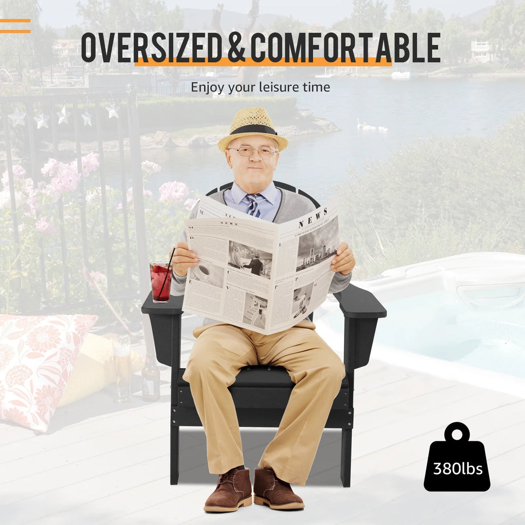 Black Set of 2 Plastic Resin Adirondack Chairs V468318