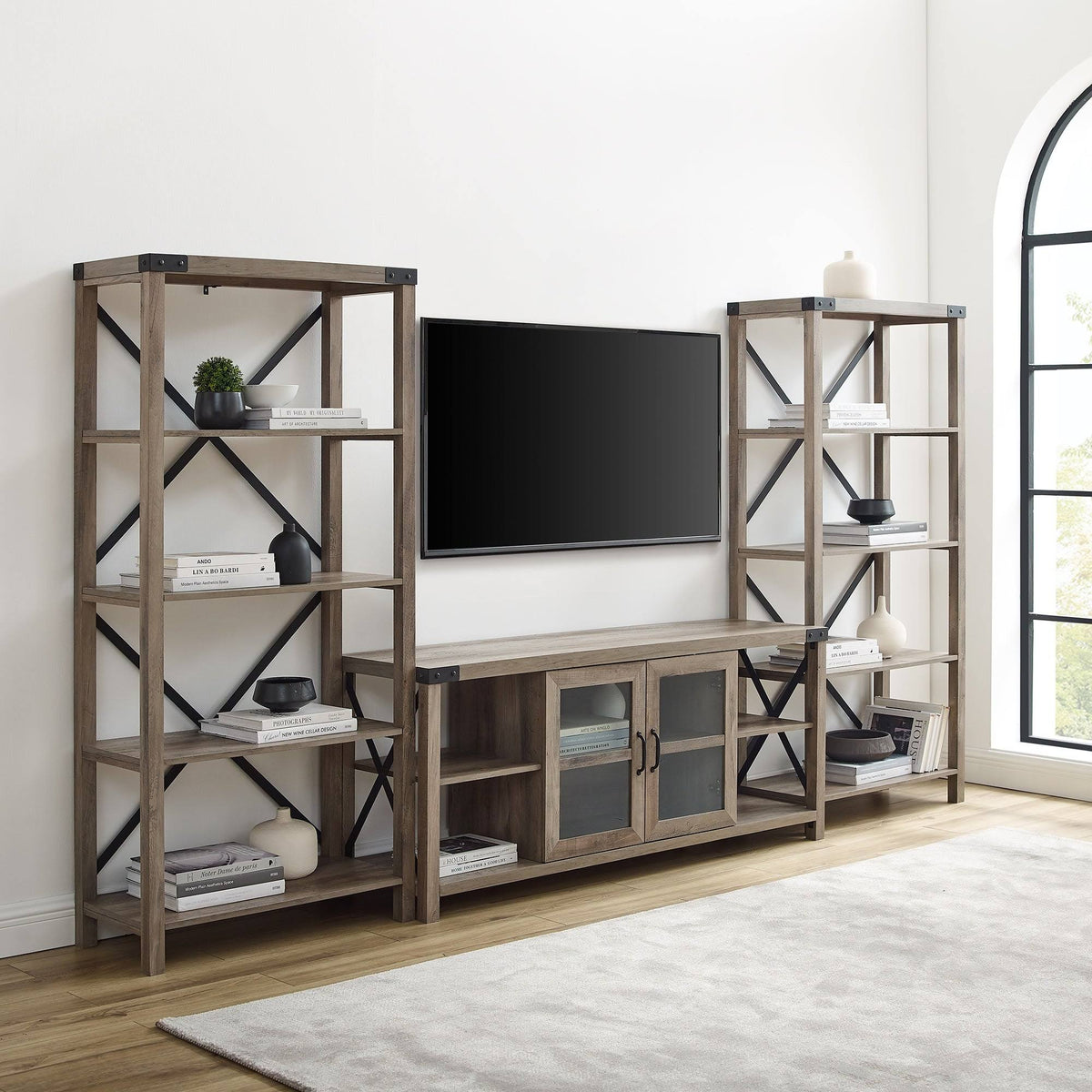 White Oak Entertainment Wall C748913