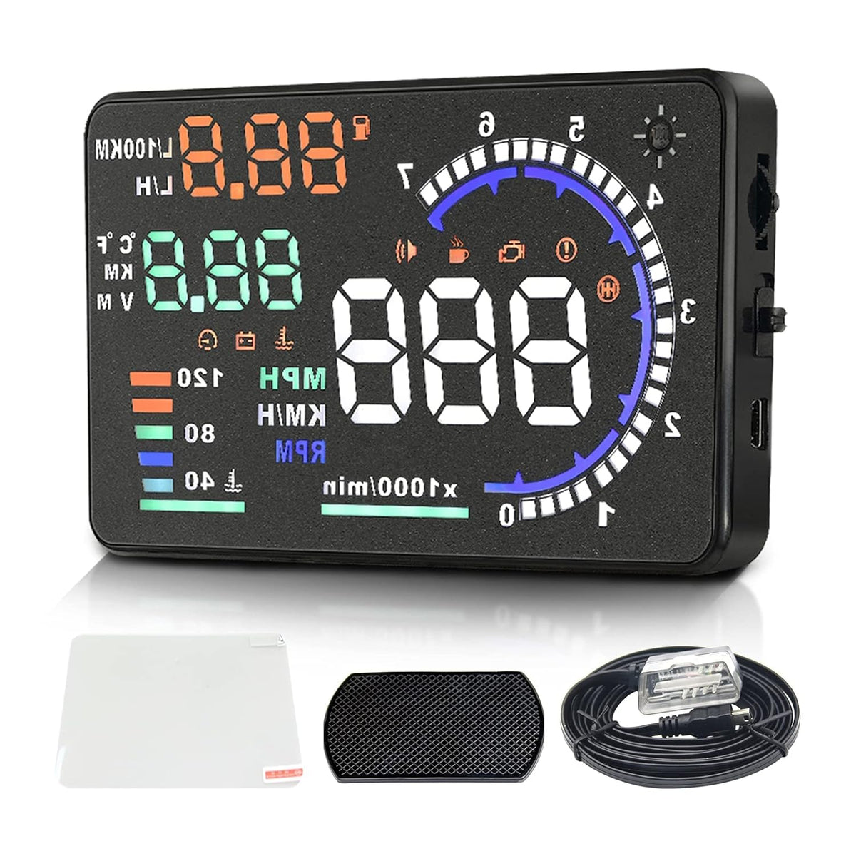 5.5 inches Multi Color Car HUD Windshield Screen Display T967