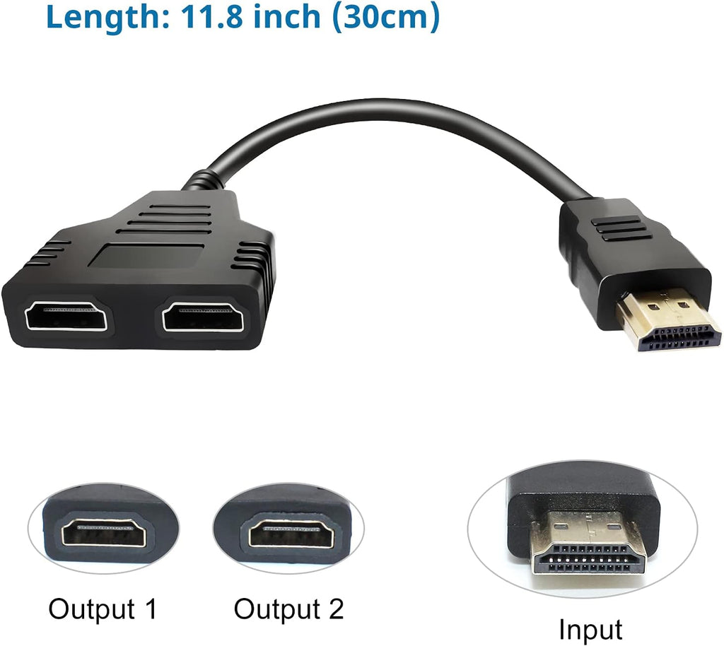 HDMI Splitter 1 in 2 Out Male to Dual Female 1080P 30cm I405327