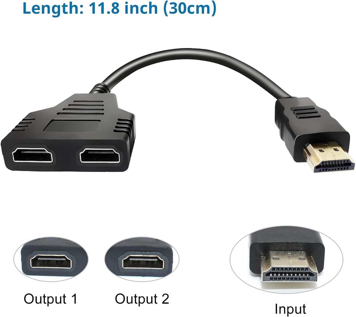 HDMI Splitter 1 in 2 Out Male to Dual Female 1080P 30cm I405327