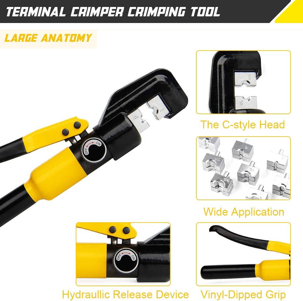 10 Ton Hydraulic Hand Crimper Tool Set with 9 Pairs of Dies V7155