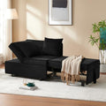 Dark Grey Velvet 4-in-1 Convertible Sofa Bed with 2 Throw Pillow F16569