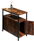 Rustic Brown Wooden End Table with Shelf and Storage Cabinet D656548