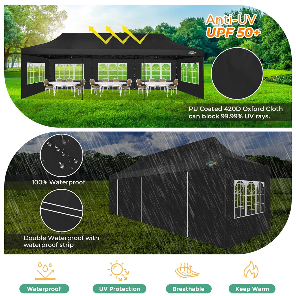 10x30 Party Tent with 8 Sidewalls, Black N123