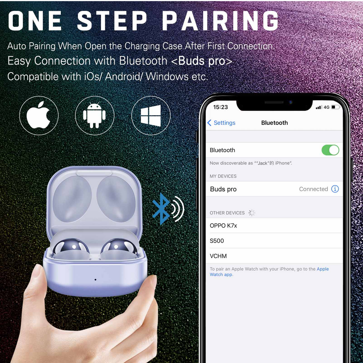 Amethyst Purple True Wireless Bluetooth Earbuds with Charging Case Z290