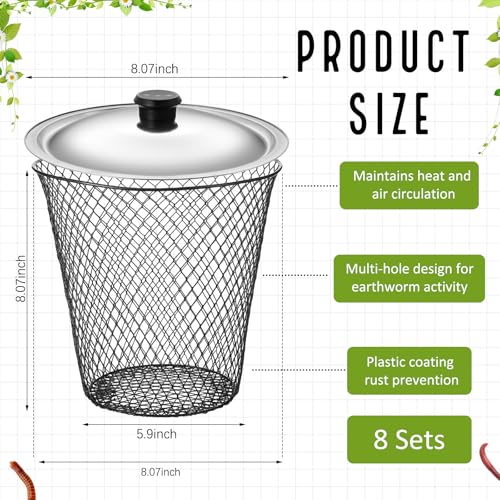 4 Pcs Worm Composter with Lids 9.1 x 9.1 x 5.9 Inch Worm Compost Bin W244