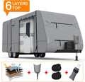 Heavy Duty 6 Layers Travel Trailer RV Cover Anti-UV Camper Cover for 24'1" - 26' Motorhome Breathable Rip-Stop with 2Pcs Extra Straps & Gutter Spout Covers U12426