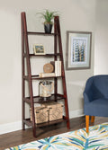 5-Shelf Ladder Bookcase, 72" Height, Espresso Finish N5934